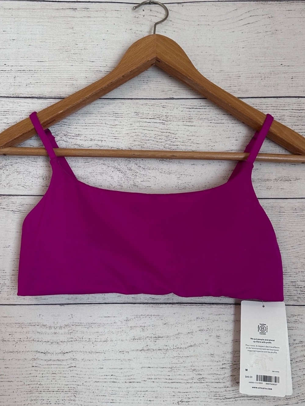 NWT Athleta Magenta Scoop Bikini Top, medium A-C